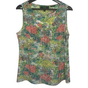 C. Wonder 100% Silk Sleeveless Watercolor Blouse Top Womens Medium Side Zip